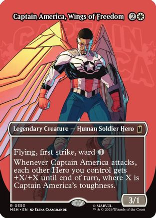 Captain America, Wings of Freedom (Borderless) (MSH-353) - Marvel Super Heroes - Card Brawlers