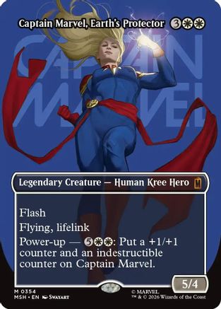 Captain Marvel, Earth's Protector (Borderless) (0354) (MSH-354) - Marvel Super Heroes - Card Brawlers