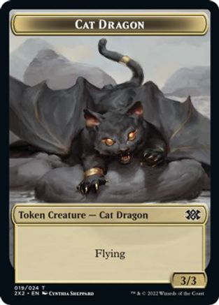 Cat Dragon // Spirit (002) Double-Sided Token (2X2-19 // 2) - Double Masters 2022 - Card Brawlers