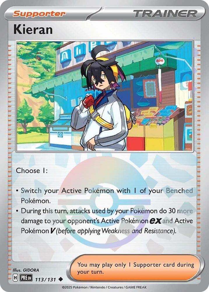Kieran (113/131) (Poke Ball Pattern) [Scarlet & Violet: Prismatic Evolutions] - Pokémon - Card Brawlers | Quebec | Canada |