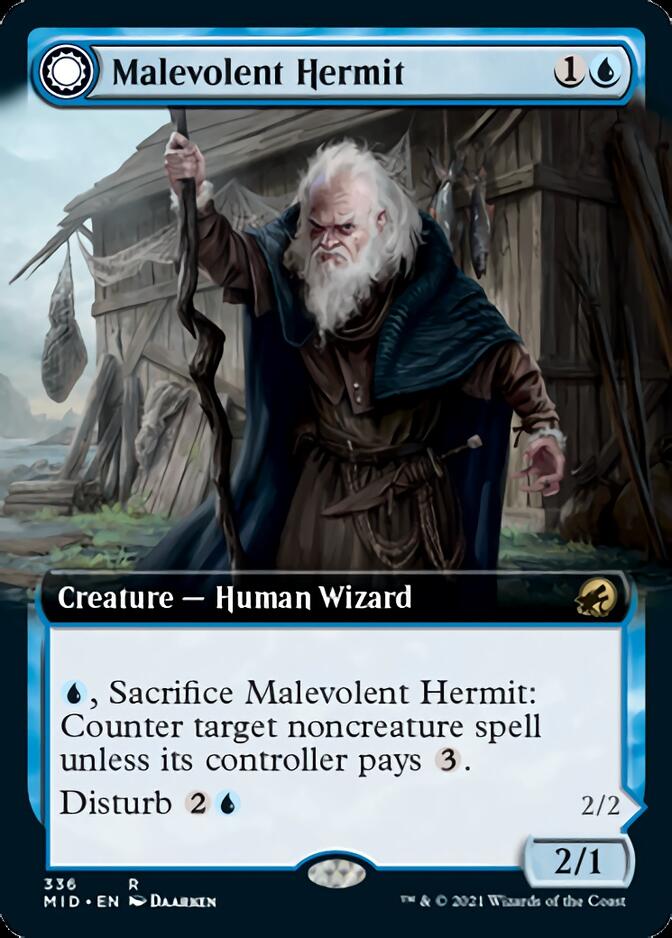 Malevolent Hermit // Benevolent Geist (Extended Art) [Innistrad: Midnight Hunt] - Magic: The Gathering - Card Brawlers | Quebec | Canada |