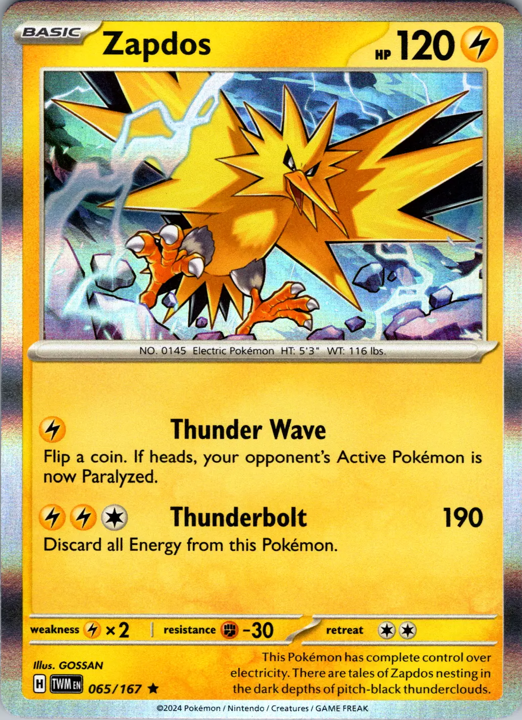 Zapdos (065/167) [Scarlet & Violet: Twilight Masquerade] - Pokémon - Card Brawlers | Quebec | Canada |