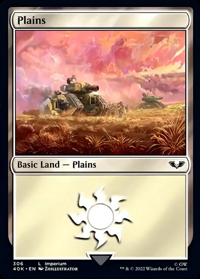 Plains (306) (Surge Foil) [Warhammer 40,000] - Magic: The Gathering - Card Brawlers | Quebec | Canada |