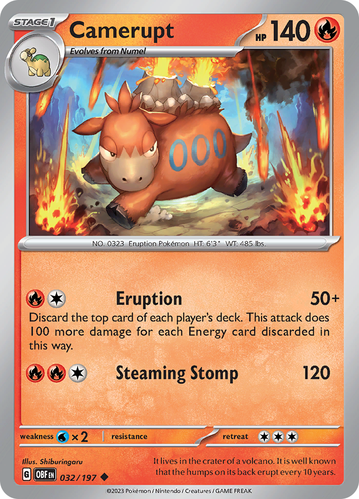 Camerupt (032/197) [Scarlet & Violet: Obsidian Flames] - Pokémon - Card Brawlers | Quebec | Canada |