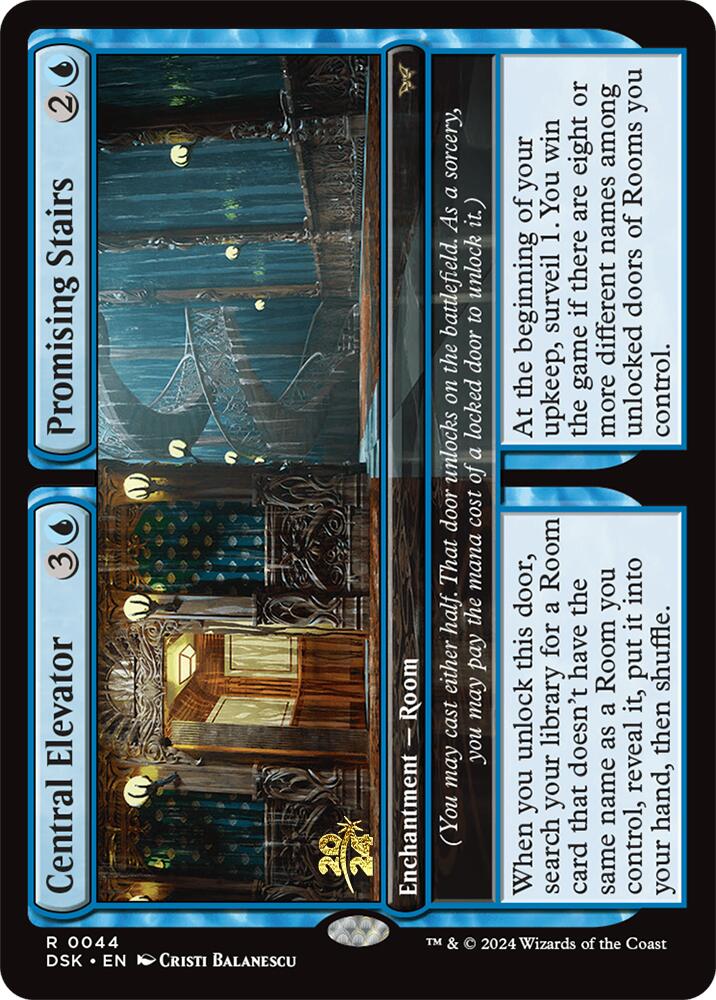 Central Elevator // Promising Stairs [Duskmourn: House of Horror Prerelease Promos] - Card Brawlers