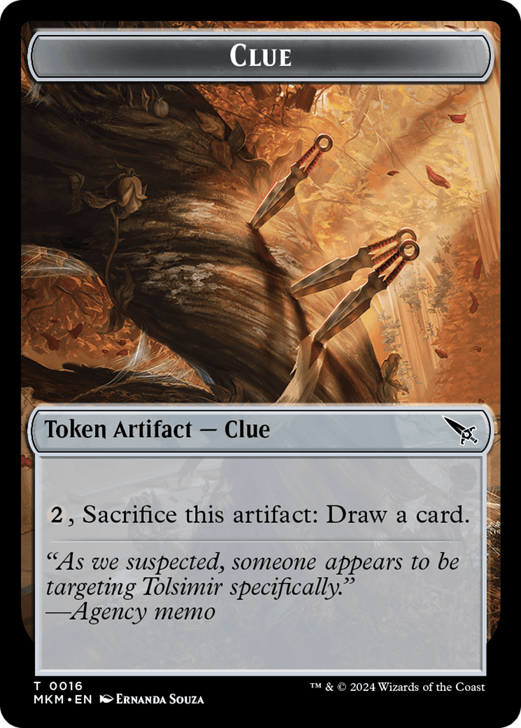 Clue (0016) // A 0043 Double - Sided Token [Murders at Karlov Manor Tokens] - Card Brawlers