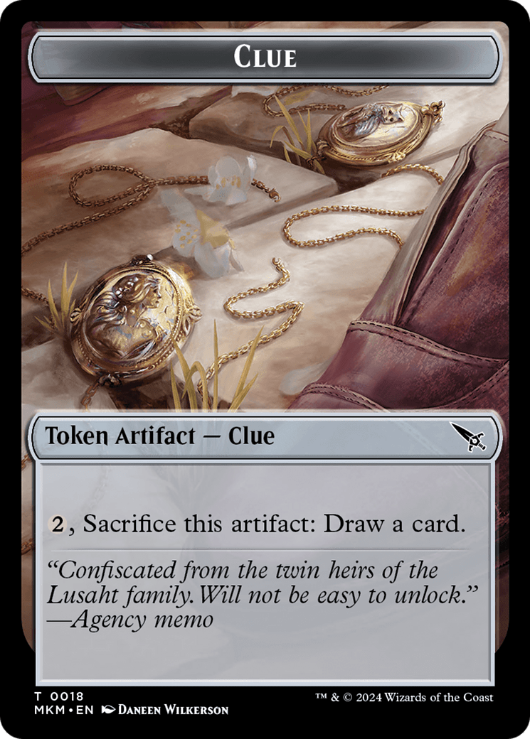 Clue (0018) // A 0045 Double - Sided Token [Murders at Karlov Manor Tokens] - Card Brawlers