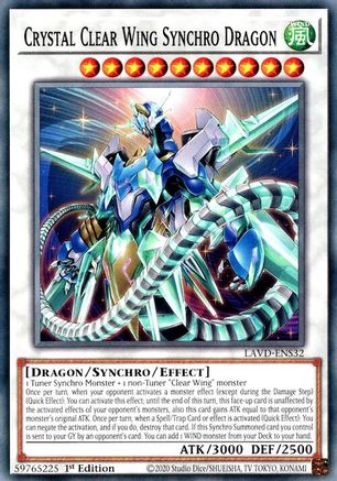 Crystal Clear Wing Synchro Dragon (LAVD-ENS32) - Legendary Arc-V Decks 1st Edition - Card Brawlers