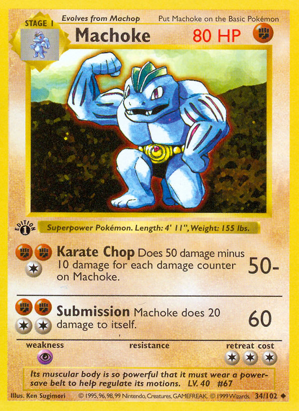 Machoke (34/102) (Shadowless) [Base Set 1st Edition] - Pokémon - Card Brawlers | Quebec | Canada |