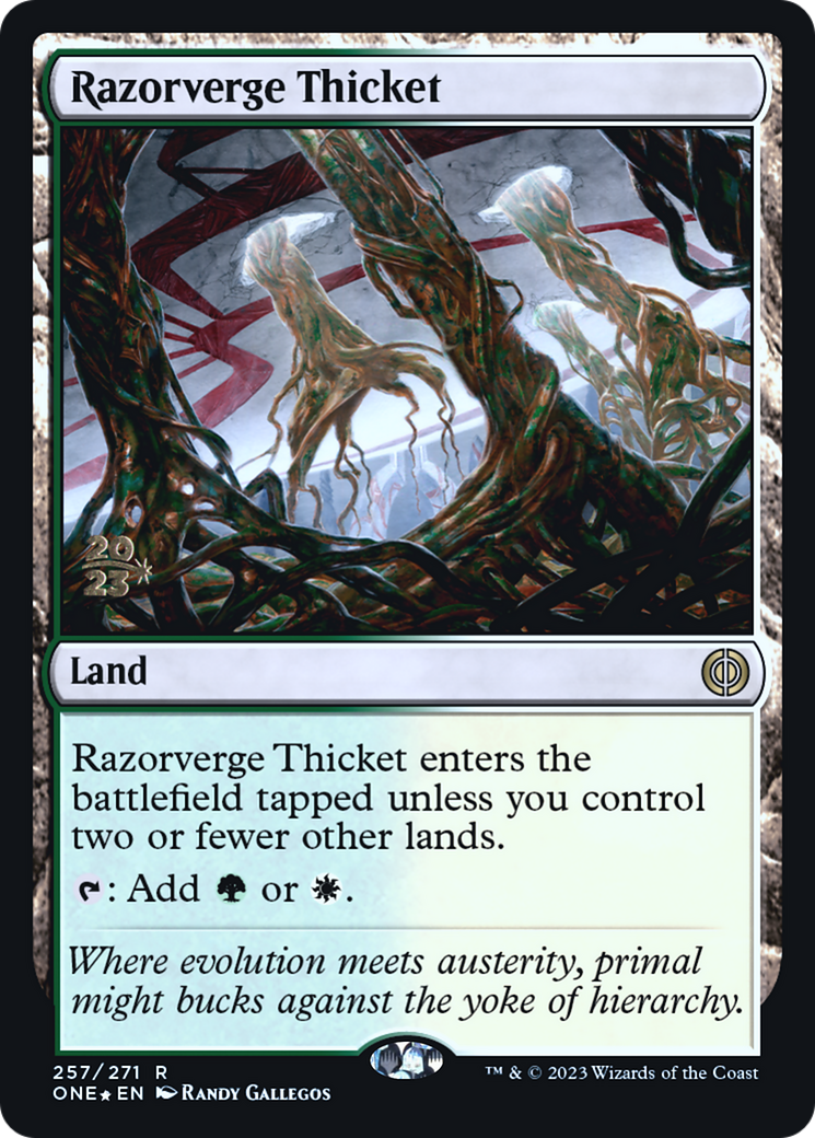 Razorverge Thicket [Phyrexia: All Will Be One Prerelease Promos] - Magic: The Gathering - Card Brawlers | Quebec | Canada |
