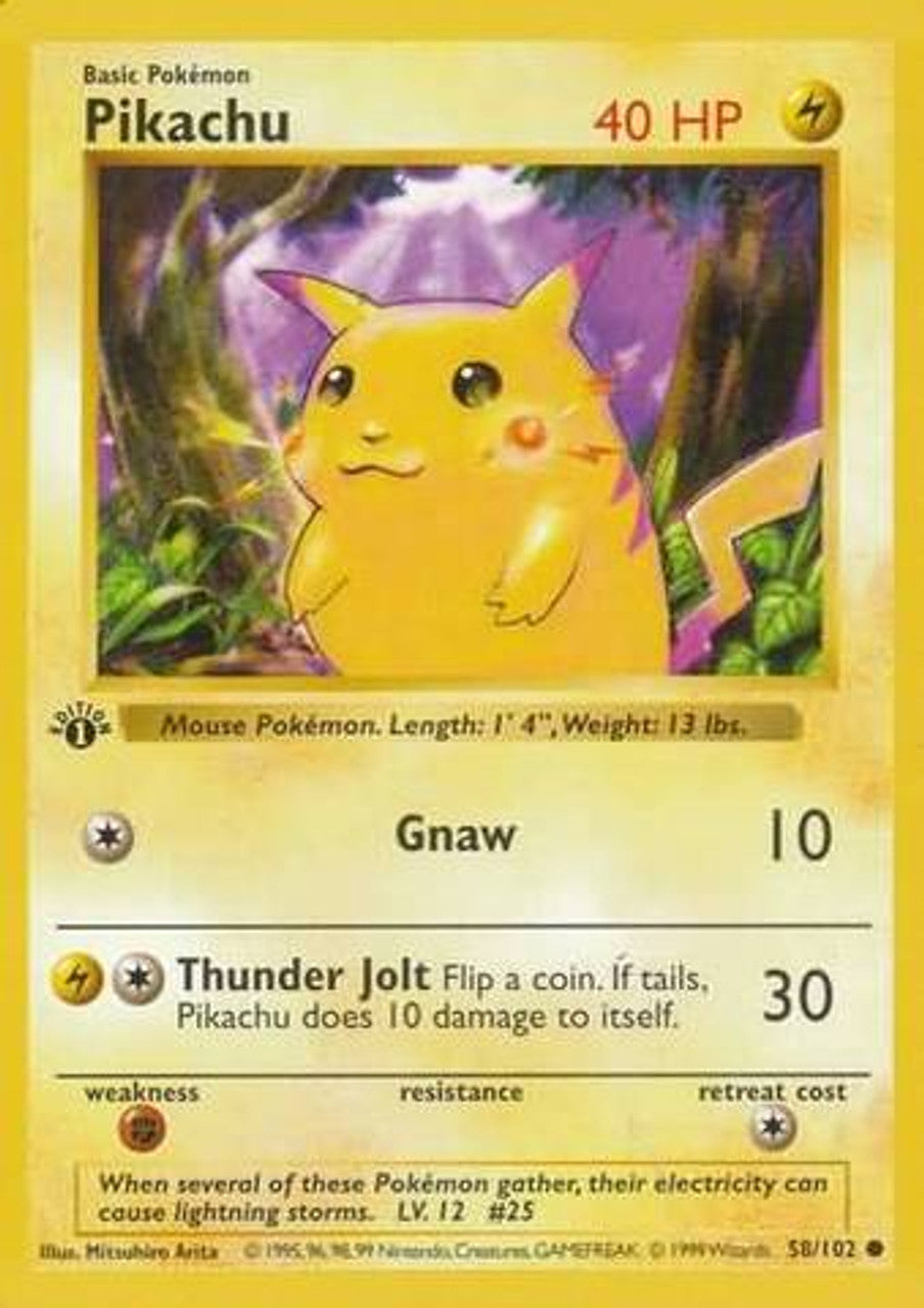 Pikachu (58/102) (Red Cheeks Misprint) [Base Set 1st Edition] - Pokémon - Card Brawlers | Quebec | Canada |