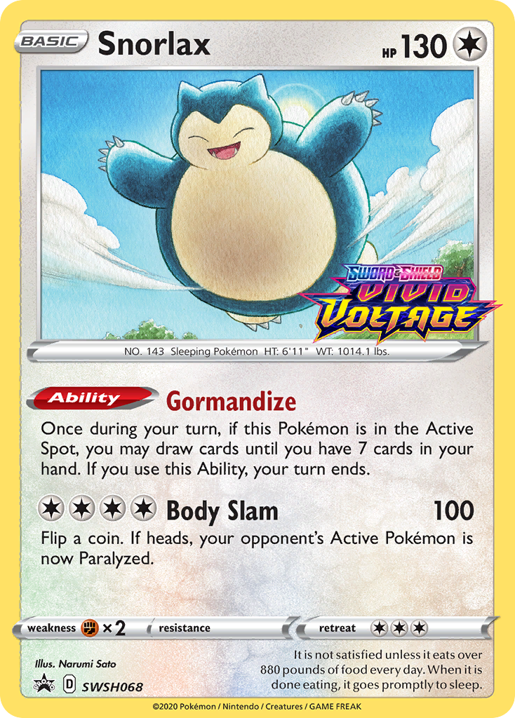 Snorlax (SWSH068) (Prerelease Promo) [Sword & Shield: Black Star Promos] - Pokémon - Card Brawlers | Quebec | Canada |