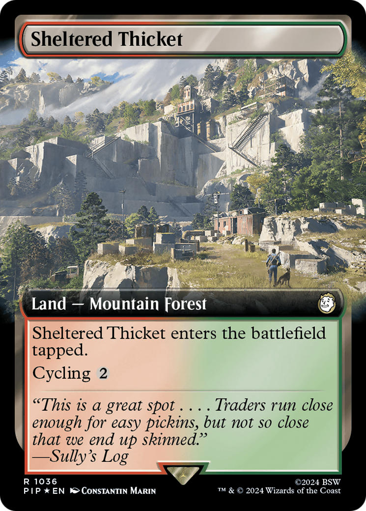 Sheltered Thicket (Extended Art) (Surge Foil) [Fallout] - Magic: The Gathering - Card Brawlers | Quebec | Canada |