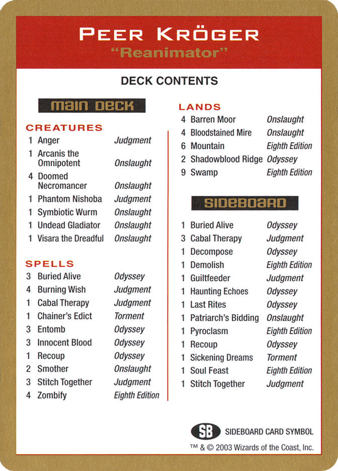 Peer Kroger Decklist [World Championship Decks 2003] - Magic: The Gathering - Card Brawlers | Quebec | Canada |