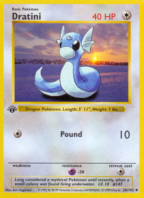 Dratini (26/102) (Shadowless) [Base Set 1st Edition] - Pokémon - Card Brawlers | Quebec | Canada |