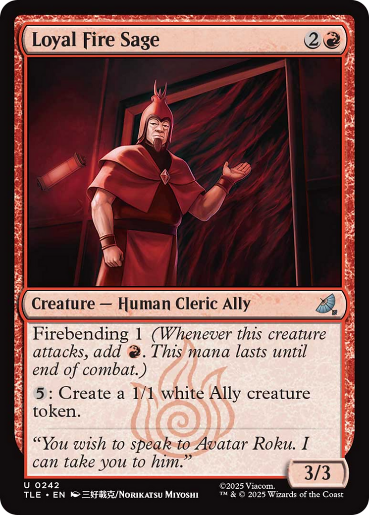 Loyal Fire Sage [Avatar: The Last Airbender: Eternal-Legal] - Magic: The Gathering - Card Brawlers | Quebec | Canada |