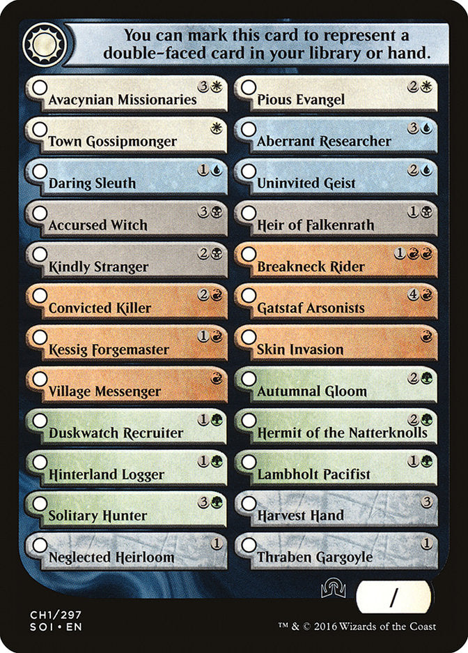 Shadows Over Innistrad Checklist 1 [Shadows over Innistrad Tokens] - Magic: The Gathering - Card Brawlers | Quebec | Canada |