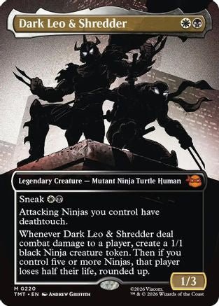 Dark Leo & Shredder (Borderless) (TMT-220) - Teenage Mutant Ninja Turtles - Card Brawlers