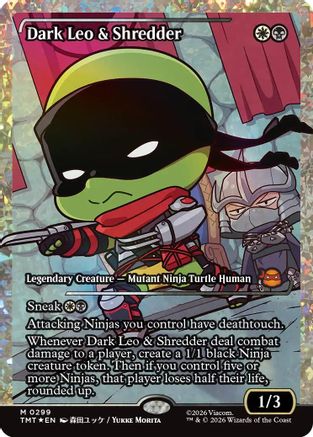 Dark Leo & Shredder (Showcase) (Fracture Foil) (TMT-299) - Teenage Mutant Ninja Turtles Foil - Card Brawlers