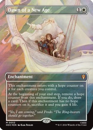 Dawn of a New Age (Borderless) (Surge Foil) (HOC-053) - The Hobbit: Eternal-Legal Foil - Card Brawlers
