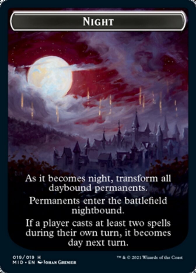 Day // Night Double - Sided Token [Innistrad: Midnight Hunt Tokens] - Card Brawlers