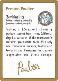 1996 Preston Poulter Biography Card [World Championship Decks] - Magic: The Gathering - Card Brawlers | Quebec | Canada |