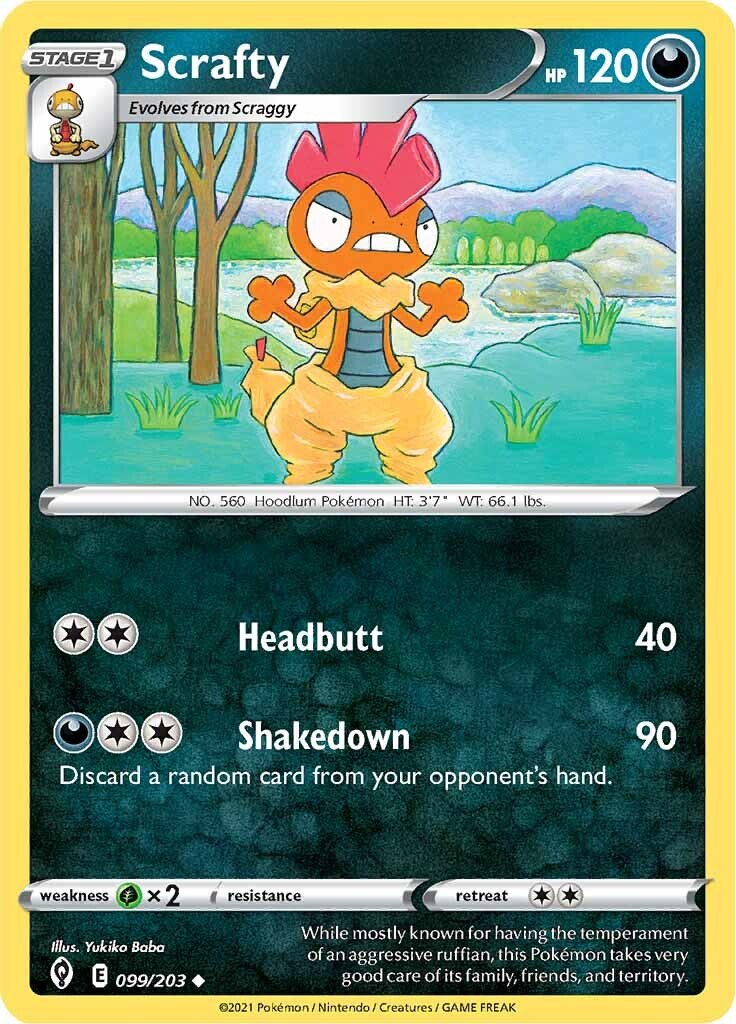 Scrafty (099/203) [Sword & Shield: Evolving Skies] - Pokémon - Card Brawlers | Quebec | Canada |