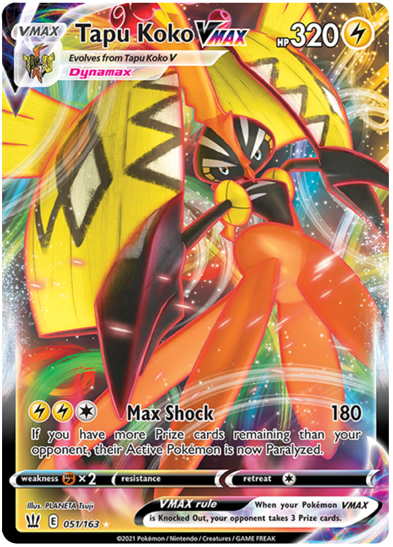 Tapu Koko VMAX (051/163) [Sword & Shield: Battle Styles] - Pokémon - Card Brawlers | Quebec | Canada |