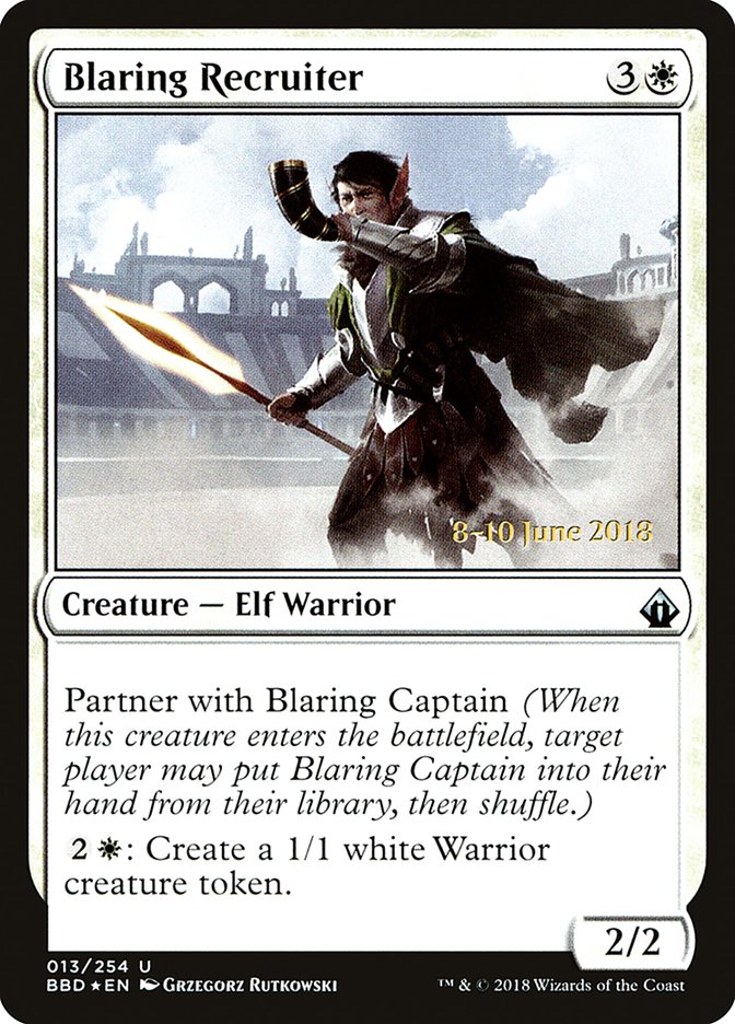 Blaring Recruiter (Prerelease) [Battlebond Prerelease Promos] - Magic: The Gathering - Card Brawlers | Quebec | Canada |