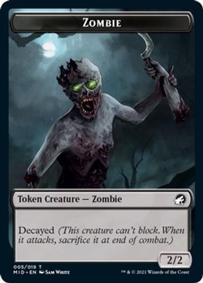 Zombie // Zombie Double-Sided Token (005 MIC/005 MID) [Innistrad: Midnight Hunt Commander Tokens] - Magic: The Gathering - Card Brawlers | Quebec | Canada |