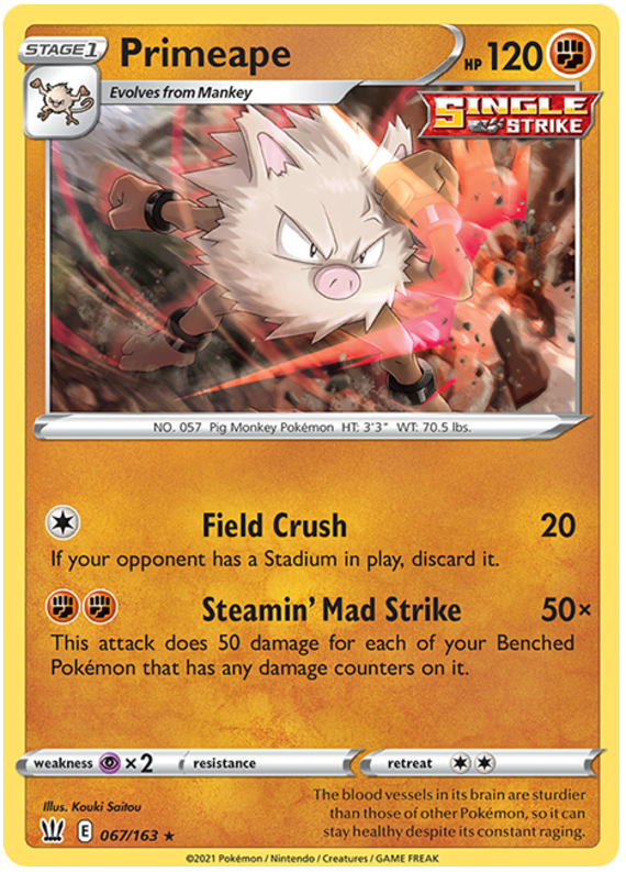 Primeape (067/163) [Sword & Shield: Battle Styles] - Pokémon - Card Brawlers | Quebec | Canada |