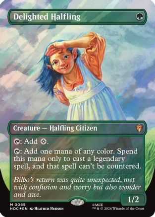 Delighted Halfling (Borderless) (Surge Foil) (HOC-065) - The Hobbit: Eternal-Legal Foil - Card Brawlers