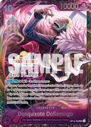 Donquixote Doflamingo (CS 26-27 2nd Place Trophy Card) (OP14-069) - One Piece Promotion Cards Foil - Card Brawlers
