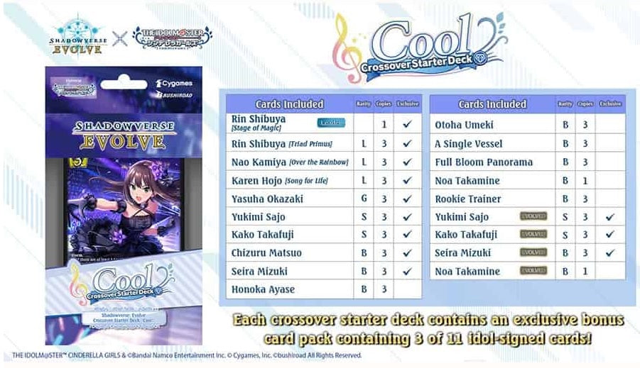 Shadowverse Evolve - Idolmaster Cinderella Girls - Cool Starter Deck - Bushiroad - Card Brawlers | Quebec | Canada |