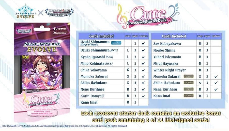 Shadowverse Evolve - Idolmaster Cinderella Girls - Cute Starter Deck - Bushiroad - Card Brawlers | Quebec | Canada |
