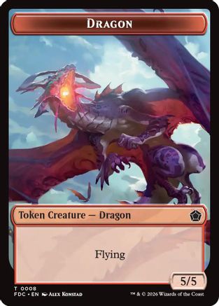Dragon (0008) // Dragon (0009) Double-Sided Token (FDC-8 // 9) - Commander: Foundations - Card Brawlers