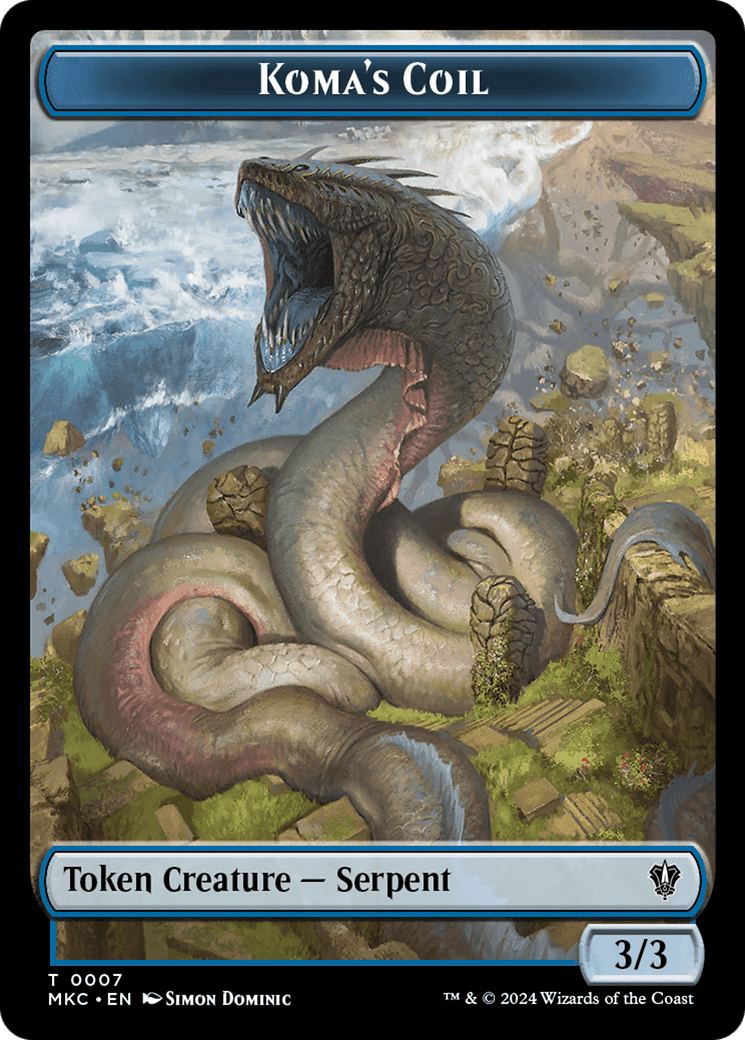 Drake // Koma's Coil Double - Sided Token [Murders at Karlov Manor Commander Tokens] - Card Brawlers