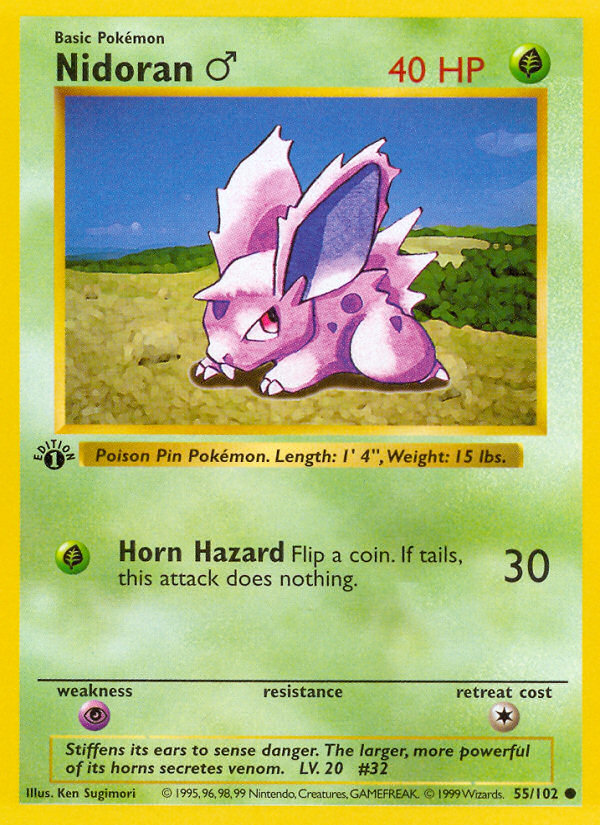 Nidoran (55/102) (Male) (Shadowless) [Base Set 1st Edition] - Pokémon - Card Brawlers | Quebec | Canada |