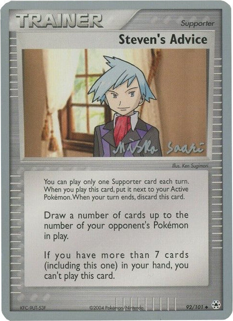 Steven's Advice (92/101) (Suns & Moons - Miska Saari) [World Championships 2006] - Pokémon - Card Brawlers | Quebec | Canada |