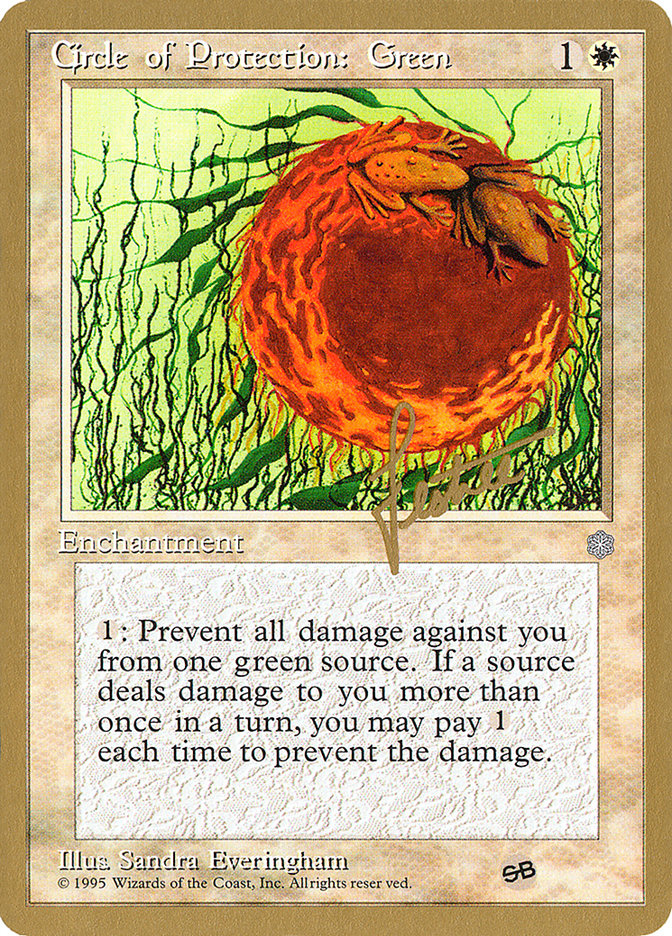 Circle of Protection: Green (Bertrand Lestree) (SB) (ICE) [Pro Tour Collector Set] - Magic: The Gathering - Card Brawlers | Quebec | Canada |