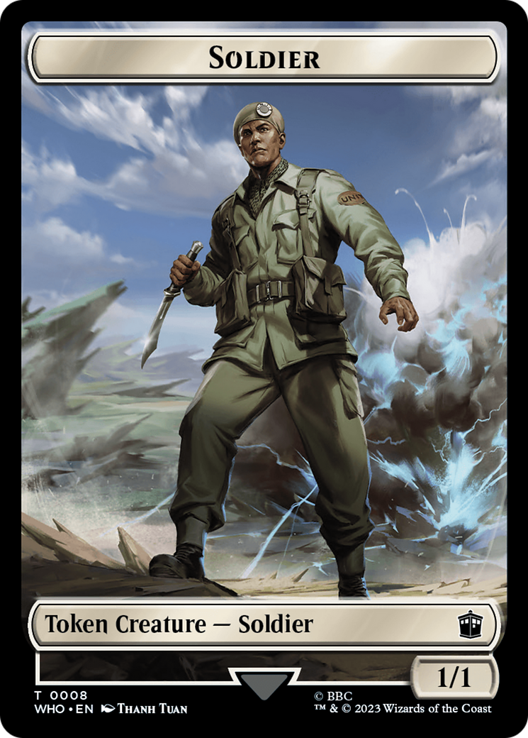 Soldier // Dinosaur Double-Sided Token [Doctor Who Tokens] - Magic: The Gathering - Card Brawlers | Quebec | Canada |