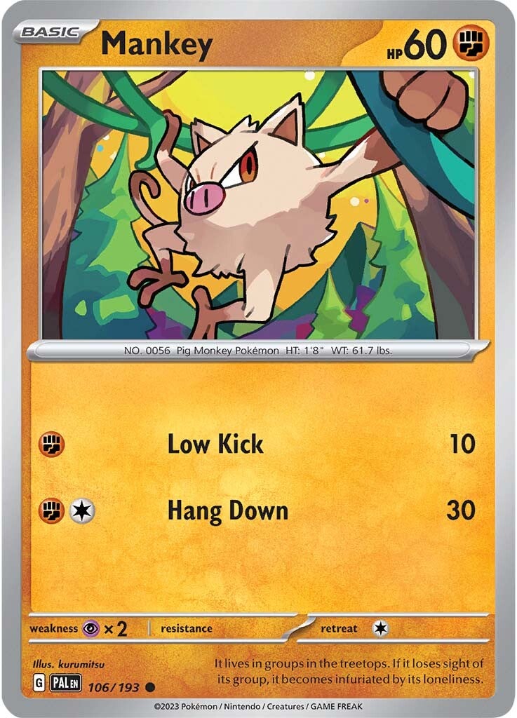 Mankey (106/193) [Scarlet & Violet: Paldea Evolved] - Pokémon - Card Brawlers | Quebec | Canada |