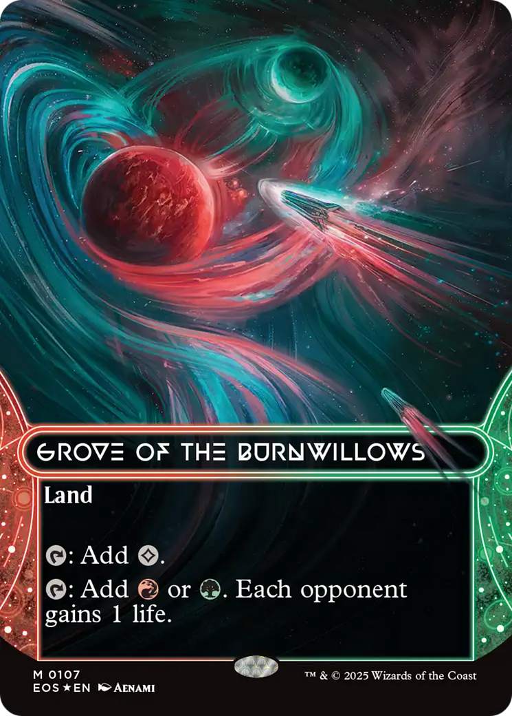 Grove of the Burnwillows (0107) (Borderless) (Galaxy Foil) [Edge of Eternities: Stellar Sights] - Magic: The Gathering - Card Brawlers | Quebec | Canada |