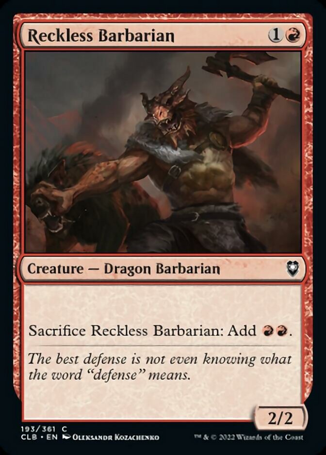 Reckless Barbarian [Commander Legends: Battle for Baldur's Gate] - Magic: The Gathering - Card Brawlers | Quebec | Canada |