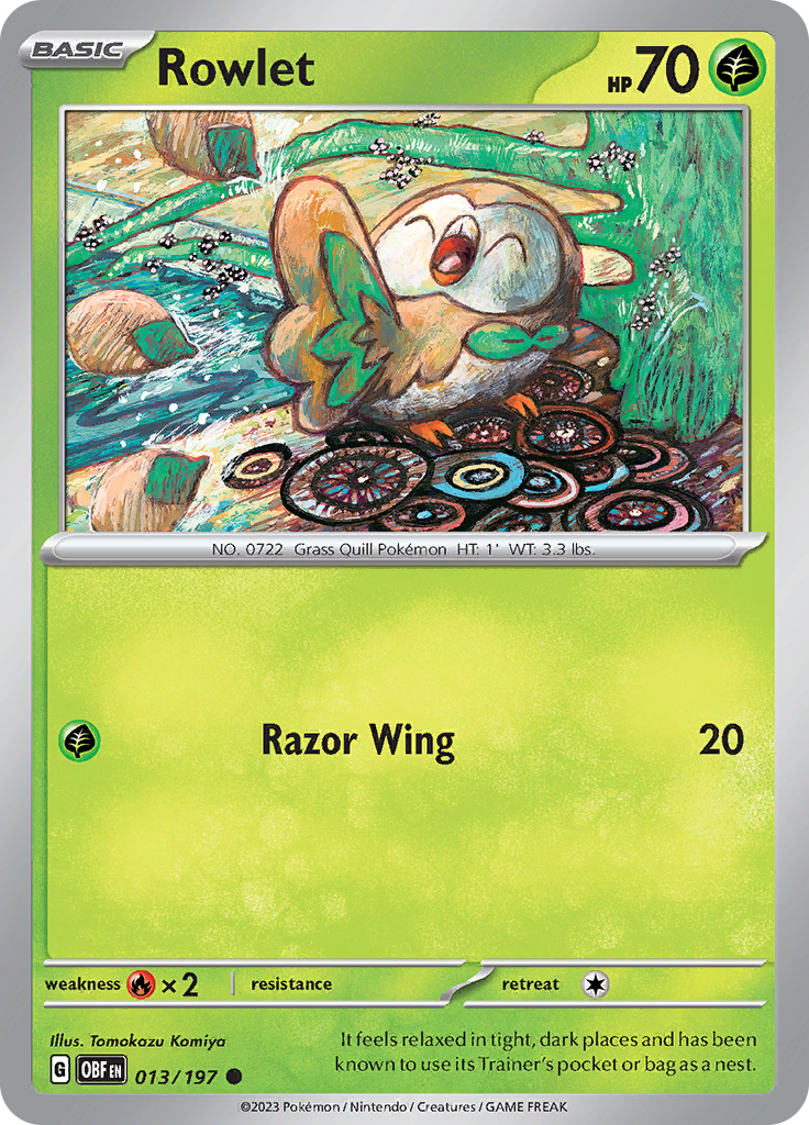 Rowlet (013/197) [Scarlet & Violet: Obsidian Flames] - Pokémon - Card Brawlers | Quebec | Canada |