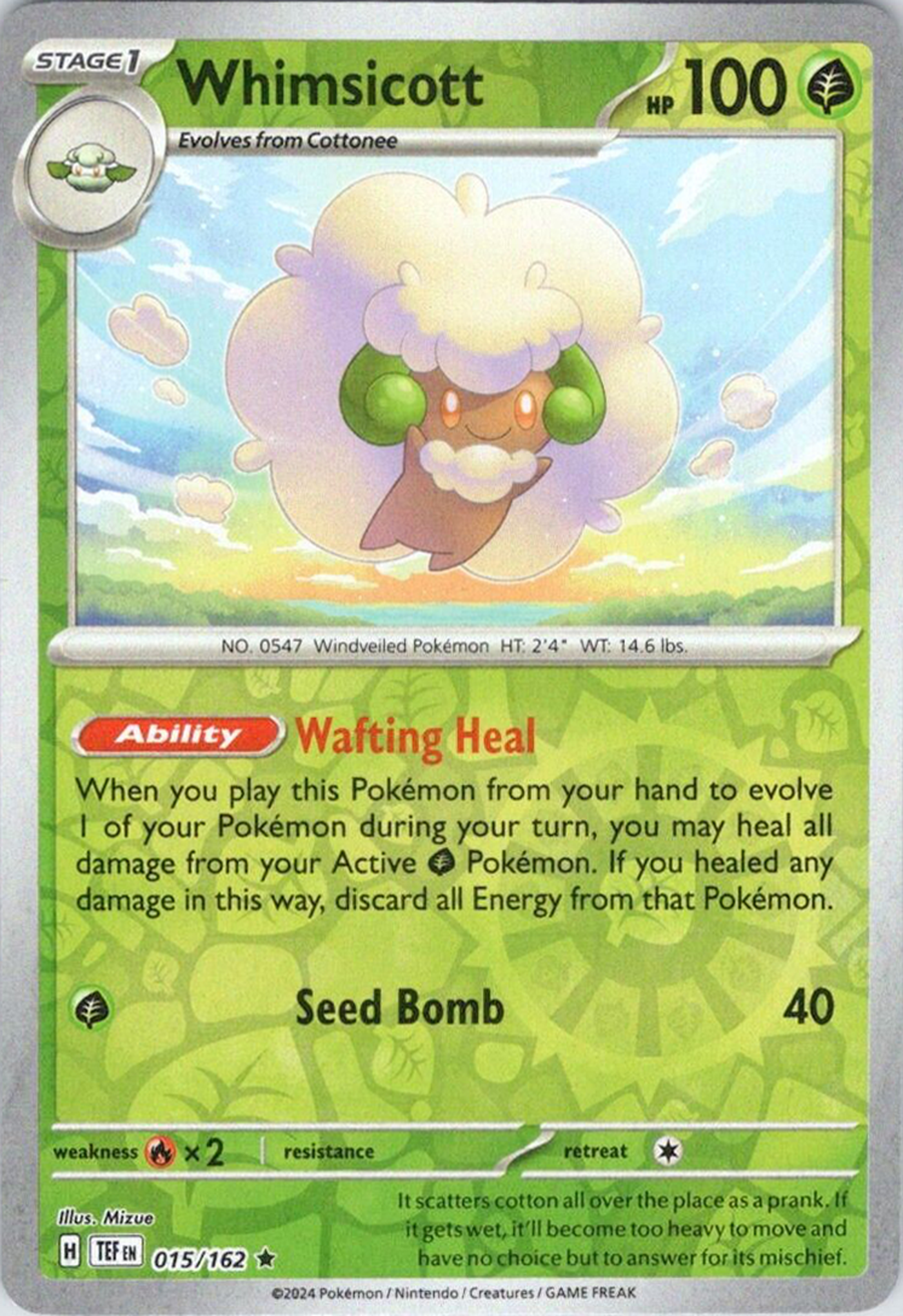 Whimsicott (015/162) [Scarlet & Violet: Temporal Forces] - Pokémon - Card Brawlers | Quebec | Canada |