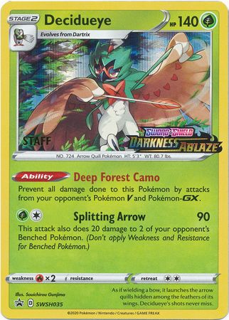 Decidueye (SWSH035) (Staff Prerelease Promo) [Sword & Shield: Black Star Promos] - Pokémon - Card Brawlers | Quebec | Canada |