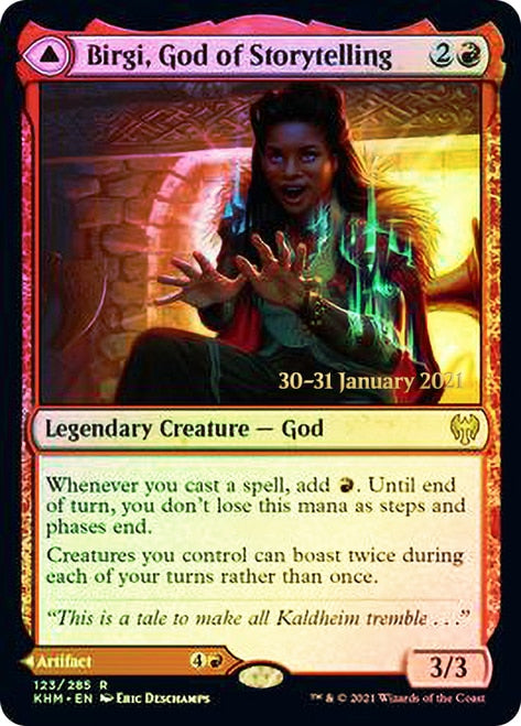 Birgi, God of Storytelling // Harnfel, Horn of Bounty [Kaldheim Prerelease Promos] - Magic: The Gathering - Card Brawlers | Quebec | Canada |