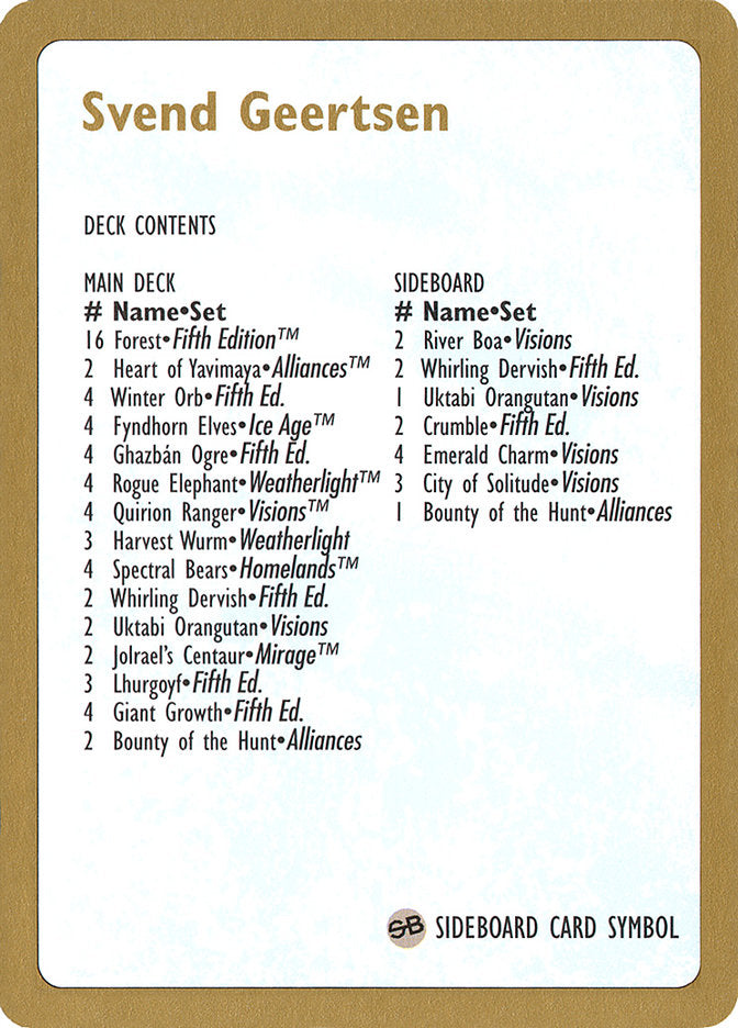 Svend Geertsen Decklist [World Championship Decks 1997] - Magic: The Gathering - Card Brawlers | Quebec | Canada |