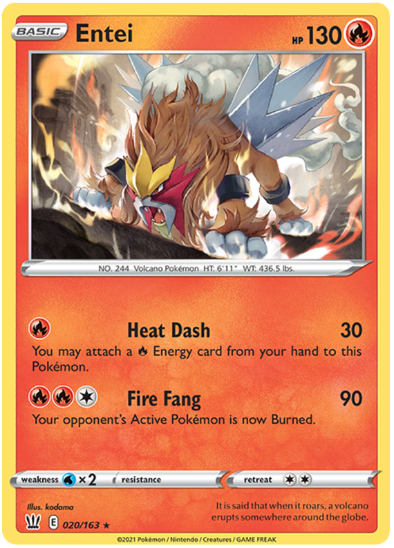 Entei (020/163) [Sword & Shield: Battle Styles] - Pokémon - Card Brawlers | Quebec | Canada |